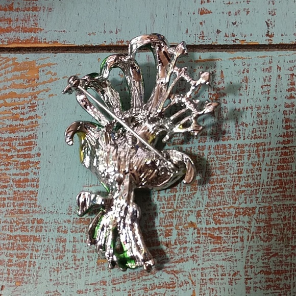 Vintage brooch pin floral silver - Picture 2 of 2